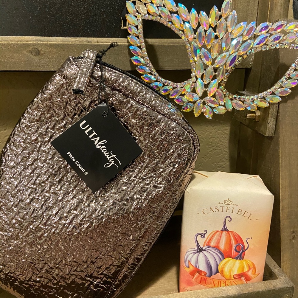 Ulta makeup bag and beauty brush.
